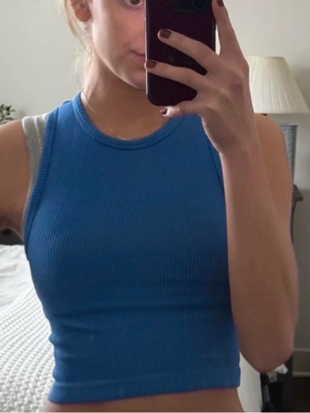 Blue ribbed tank top
